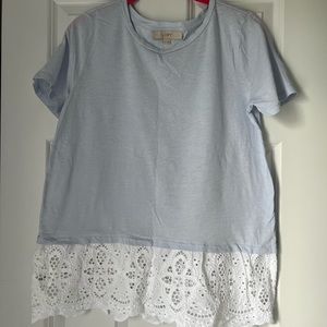 LOFT short sleeve tee with lace detail M